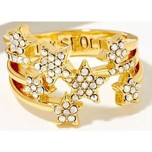 Stardust Aurora Borealis Crystal Ring Goldtone Size 6 & 8